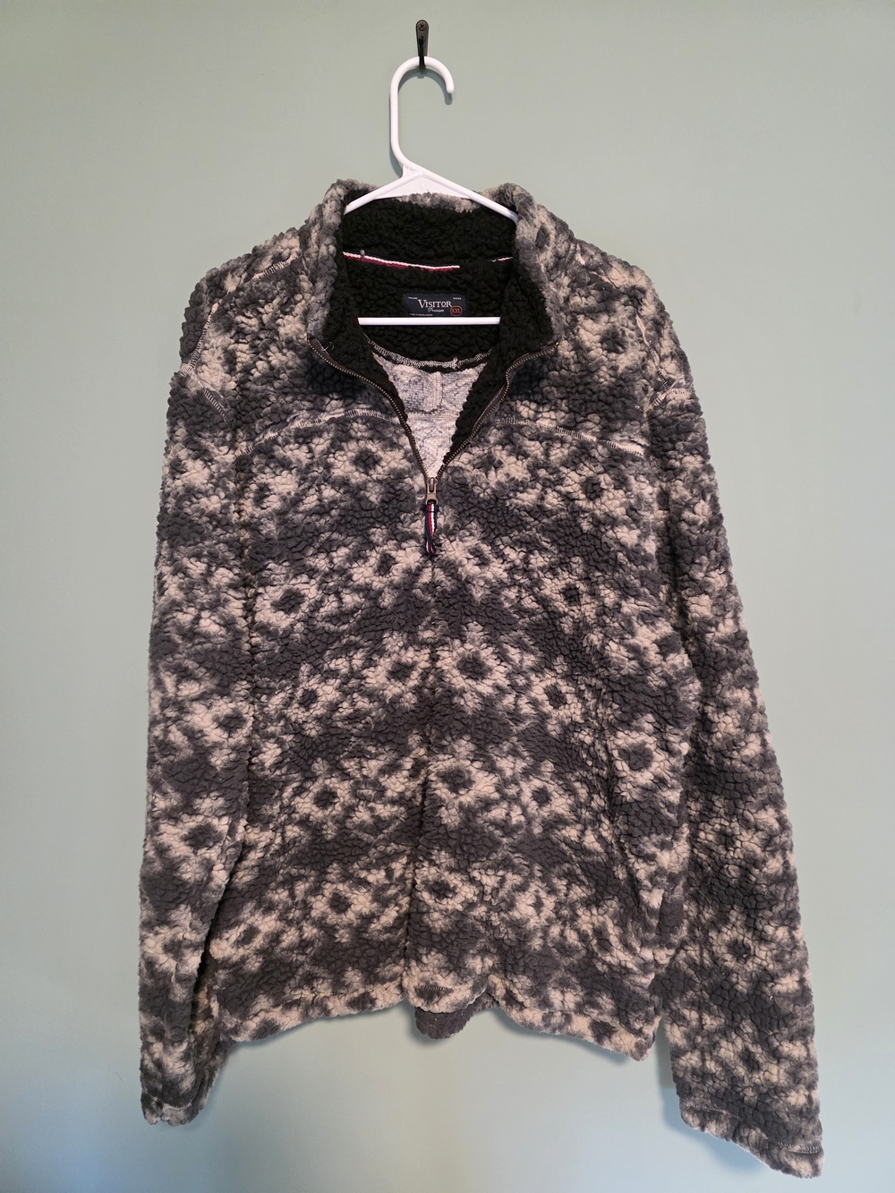 Gray & Cream Sherpa Half-Zip Jacket